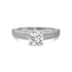 Lunar Embrace Round Lab Created Diamond Engagement Ring