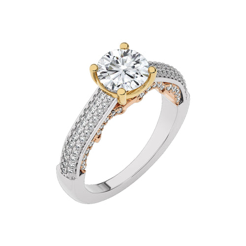 Lunar Embrace Round Lab Created Diamond Engagement Ring