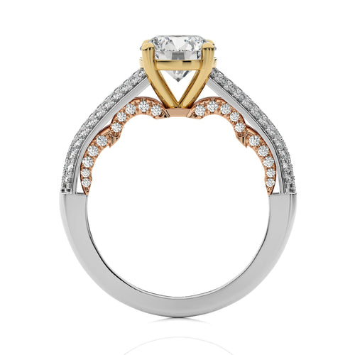 Lunar Embrace Round Diamond Engagement Ring