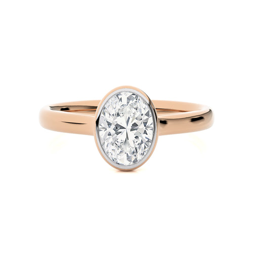 1 1/2 CT. Graceful Horizon Oval Bezel Set Lab Created Diamond Engagement Ring