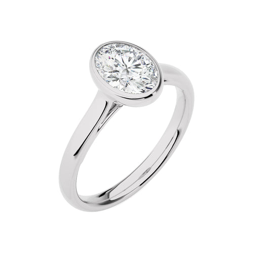 Graceful Horizon Oval Bezel Engagement Ring