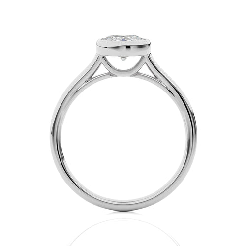 Graceful Horizon Oval Bezel Set Lab Created Diamond Engagement Ring