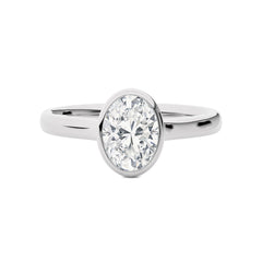 1 1/2 CT. Graceful Horizon Oval Bezel Set Natural Diamond Engagement Ring