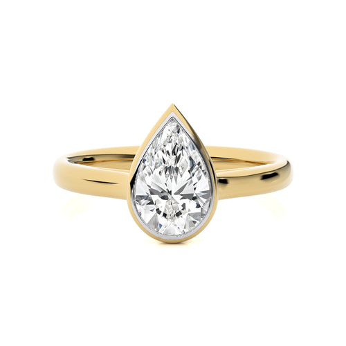 Graceful Horizon Pear Bezel Set Lab Created Diamond Engagement Ring