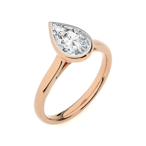 Graceful Horizon Pear Bezel Engagement Ring
