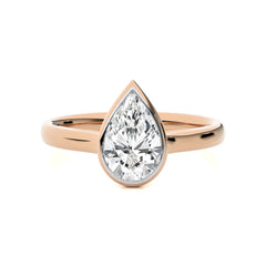 Graceful Horizon Pear Bezel Set Lab Created Diamond Engagement Ring