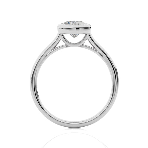 1 1/2 CT. Graceful Horizon Pear Bezel Set Natural Diamond Engagement Ring