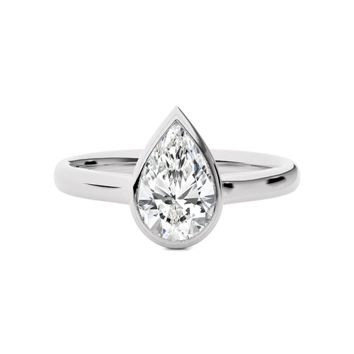 1 1/2 CT. Graceful Horizon Pear Bezel Set Lab Created Diamond Engagement Ring