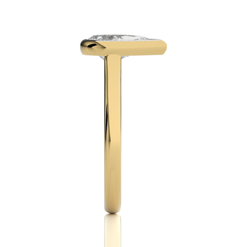 1 1/2 CT. Graceful Horizon Pear Bezel Set Natural Diamond Engagement Ring