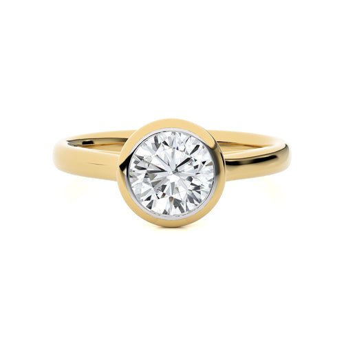 1 1/2 CT. Graceful Horizon Round Bezel Set Lab Created Diamond Engagement Ring