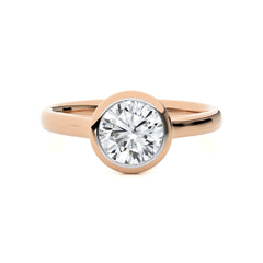 Graceful Horizon Round Bezel Set Lab Created Diamond Engagement Ring