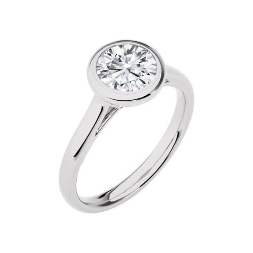 1 1/2 CT. Graceful Horizon Round Bezel Set Natural Diamond Engagement Ring