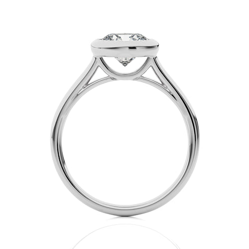 1 1/2 CT. Graceful Horizon Round Bezel Set Natural Diamond Engagement Ring