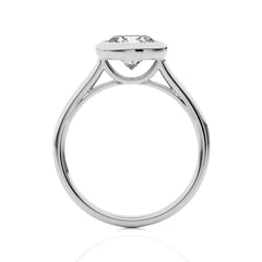 Graceful Horizon Round Bezel Set Lab Created Diamond Engagement Ring