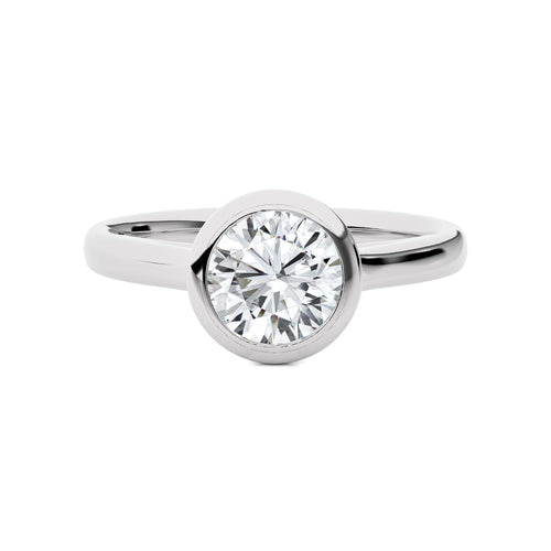 Graceful Horizon Round Bezel Engagement Ring