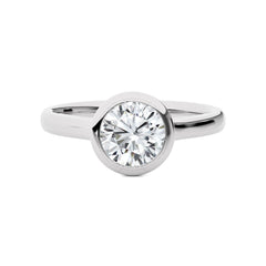 Graceful Horizon Round Bezel Set Lab Created Diamond Engagement Ring