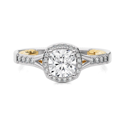 1 3/4 CT. Split Bliss Cushion Lab Created Diamond Halo Engagement Ring