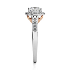 Split Bliss Cushion Lab Created Diamond Halo Engagement Ring