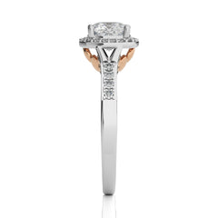 Split Bliss Cushion Diamond Halo Engagement Ring