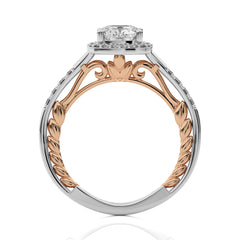 Split Bliss Cushion Diamond Halo Engagement Ring