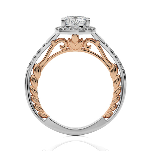 Split Bliss Cushion Diamond Halo Engagement Ring