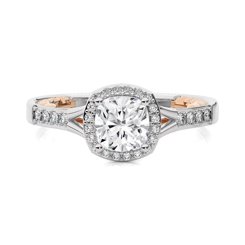 1 3/4 CT. Split Bliss Cushion Lab Created Diamond Halo Engagement Ring