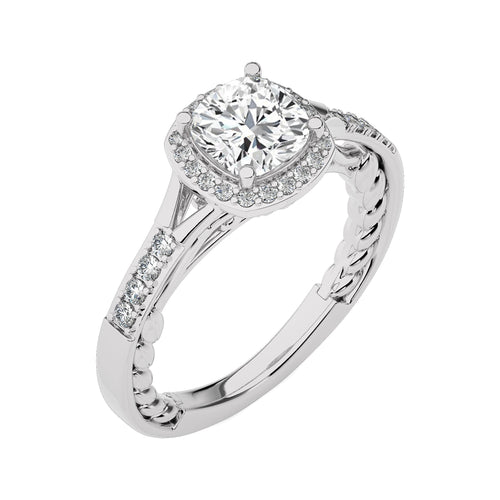 1 3/4 CT. Split Bliss Cushion Natural Diamond Halo Engagement Ring