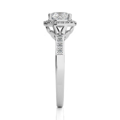 Split Bliss Cushion Diamond Halo Engagement Ring