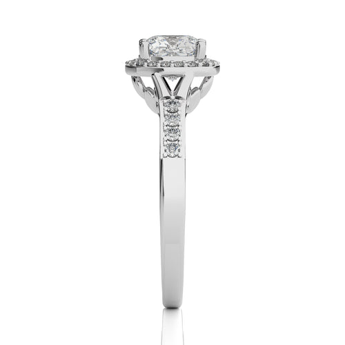 Split Bliss Cushion Lab Created Diamond Halo Engagement Ring