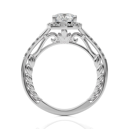 1 3/4 CT. Split Bliss Cushion Natural Diamond Halo Engagement Ring