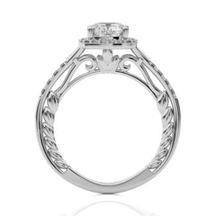 Split Bliss Cushion Diamond Halo Engagement Ring