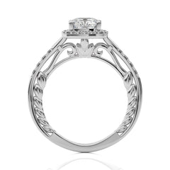 Split Bliss Cushion Lab Created Diamond Halo Engagement Ring