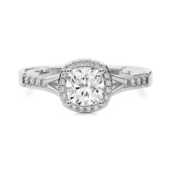 1 3/4 CT. Split Bliss Cushion Natural Diamond Halo Engagement Ring