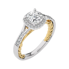 Split Bliss Cushion Diamond Halo Engagement Ring