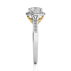 Split Bliss Cushion Diamond Halo Engagement Ring