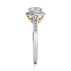 Split Bliss Cushion Lab Created Diamond Halo Engagement Ring