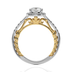 Split Bliss Cushion Lab Created Diamond Halo Engagement Ring