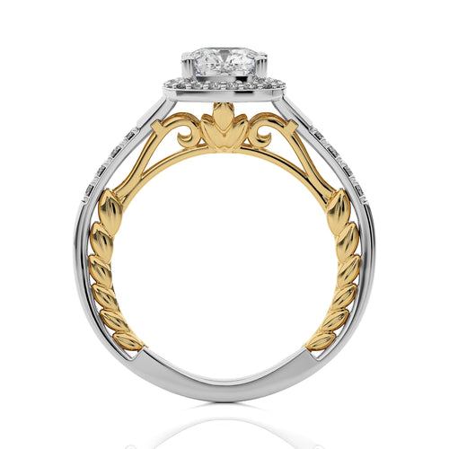 Split Bliss Cushion Diamond Halo Engagement Ring