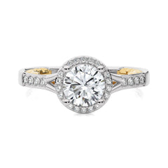Split Bliss Round Diamond Halo Engagement Ring