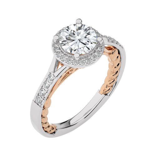 Split Bliss Round Diamond Halo Engagement Ring