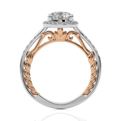 Split Bliss Round Diamond Halo Engagement Ring