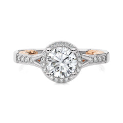 Split Bliss Round Lab Created Diamond Halo Engagement Ring