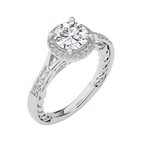 Split Bliss Round Lab Created Diamond Halo Engagement Ring