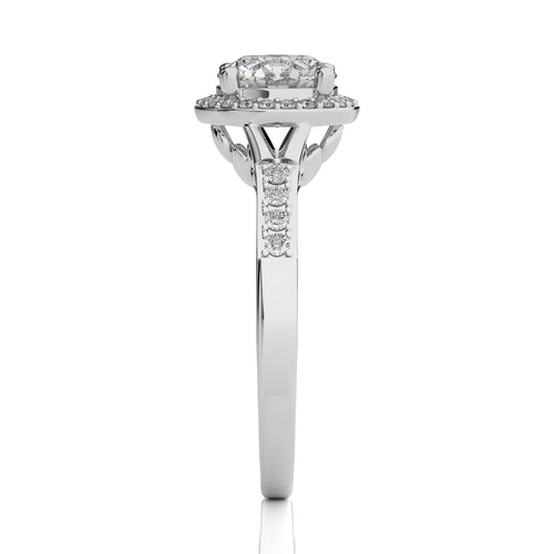 Split Bliss Round Diamond Halo Engagement Ring