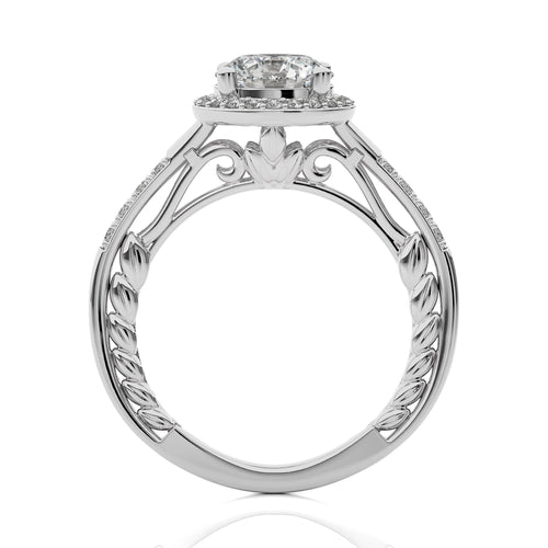 Split Bliss Round Diamond Halo Engagement Ring