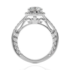 Split Bliss Round Lab Created Diamond Halo Engagement Ring