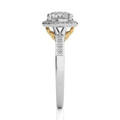 Split Bliss Round Diamond Halo Engagement Ring