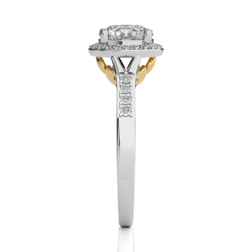 Split Bliss Round Diamond Halo Engagement Ring