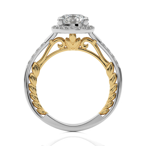 Split Bliss Round Lab Created Diamond Halo Engagement Ring