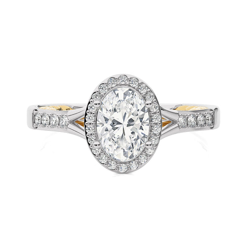 1 3/4 CT. Split Bliss Oval Lab Created Diamond Halo Engagement Ring